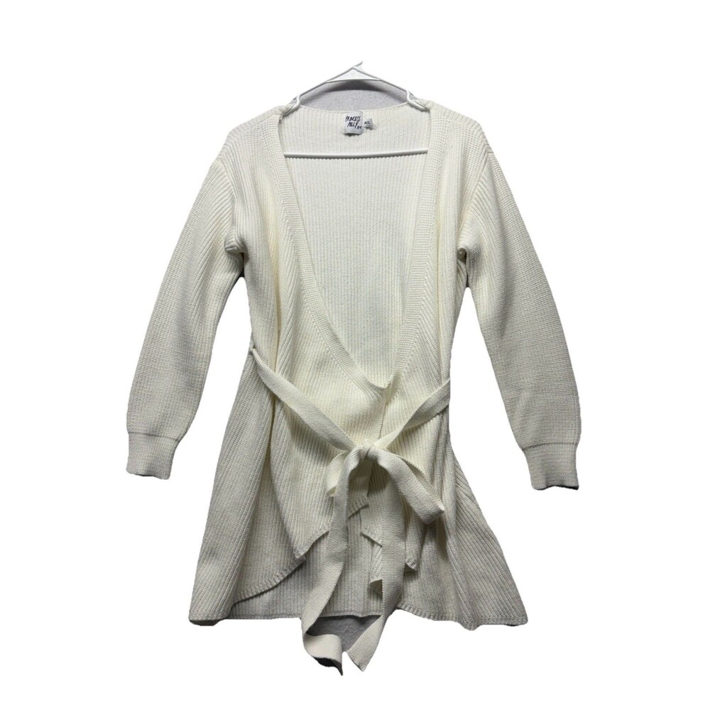 Princess Polly Women's Sweater Wrap Mini Dress Size M/L Cream Chunky Knit